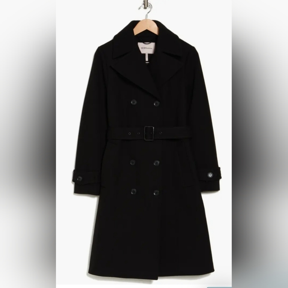 BCBGeneration Double Breasted Belted Lined Black … - image 2